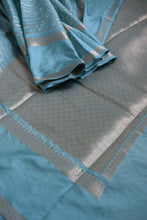 Load image into Gallery viewer, Sea Foam Benarasi Katan Warm Silk Saree
