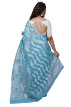 Load image into Gallery viewer, Sky Blue Silk Cotton Jamdani Saree
