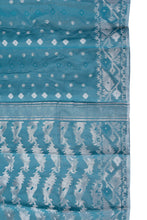 Load image into Gallery viewer, Sky Blue Silk Cotton Jamdani Saree
