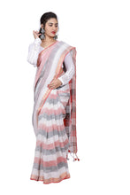 Load image into Gallery viewer, White Striped Linen Saree
