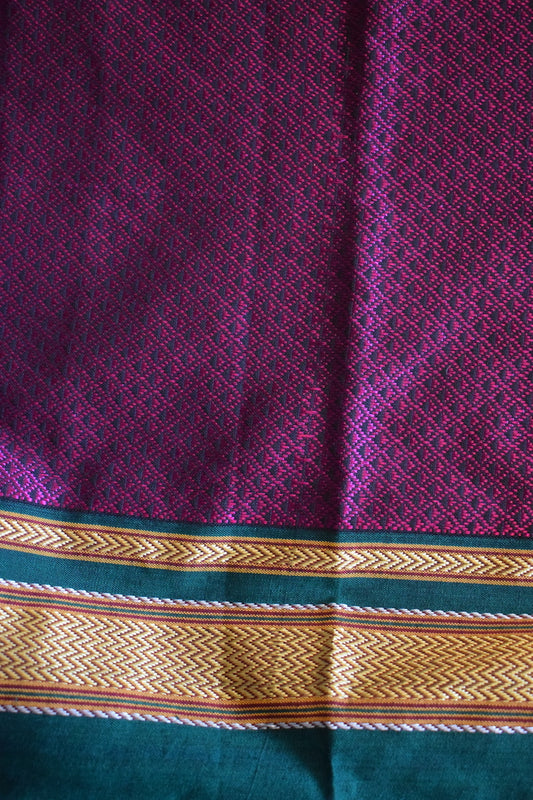 Wine Khun Embroidery Blouse Piece