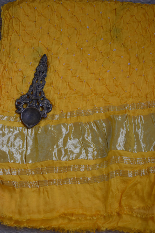 Yellow Modal Silk Bandhani Dupatta