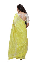 Load image into Gallery viewer, Canary Yellow Silk Cotton Jamdani Saree
