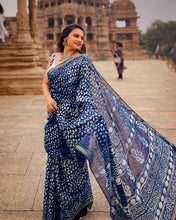 Load image into Gallery viewer, Indigo Chanderi Cotton Silk Saree
