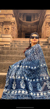 Load image into Gallery viewer, Indigo Chanderi Cotton Silk Saree
