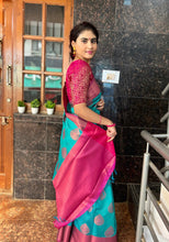 Load image into Gallery viewer, Turquoise Kora Silk Benarasi Saree
