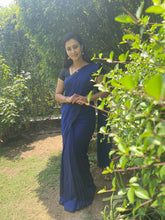 Load image into Gallery viewer, Royal Blue Plain Cotton Saree
