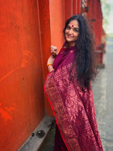 Load image into Gallery viewer, Wine Linen Jamdani Saree
