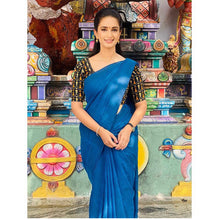 Load image into Gallery viewer, Peacock Blue Plain Cotton Saree
