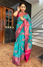 Load image into Gallery viewer, Turquoise Kora Silk Benarasi Saree
