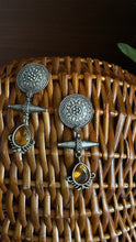 Load image into Gallery viewer, Faux Amber Stone Silver Lookalike Earrings
