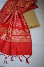 Load image into Gallery viewer, Beige and Orange Silk Suit Dupatta Set
