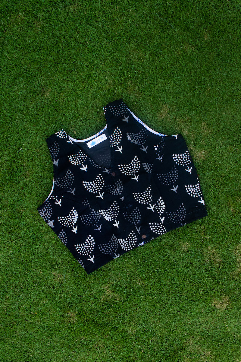 Black Cotton Block Printed Blouse