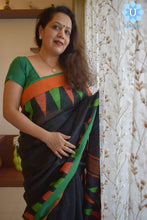 Load image into Gallery viewer, Black Linen Jamdani Saree
