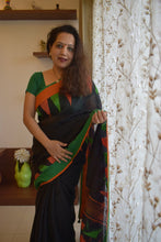 Load image into Gallery viewer, Black Linen Jamdani Saree
