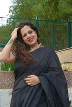 Load image into Gallery viewer, Black Plain Cotton Saree

