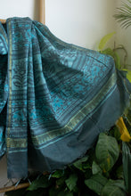 Load image into Gallery viewer, Bluish Grey Chanderi Cotton Silk Saree
