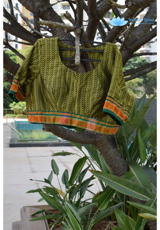 Lime Green Khun Boat Neck Blouse