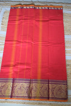 Load image into Gallery viewer, Cherry Red Kanchi Cotton Saree
