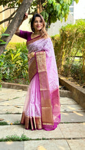 Load image into Gallery viewer, Mauve Semi Organza Chikankari Benarasi Saree
