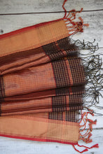 Load image into Gallery viewer, Dark Brown Maheshwari Dupatta
