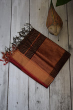 Load image into Gallery viewer, Dark Brown Maheshwari Dupatta
