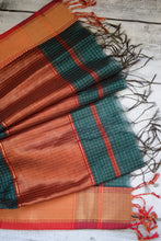 Load image into Gallery viewer, Dark Green Maheshwari Dupatta
