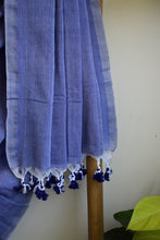 Load image into Gallery viewer, Denim Blue Plain Cotton Saree
