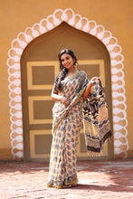 Load image into Gallery viewer, Cream Chanderi Cotton Silk Saree
