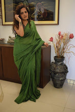 Load image into Gallery viewer, Green Plain Cotton Saree
