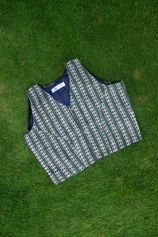 Green Cotton Block Printed Blouse