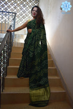 Load image into Gallery viewer, Bottle Green Modal Silk Bandhani Saree

