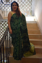 Load image into Gallery viewer, Bottle Green Modal Silk Bandhani Saree
