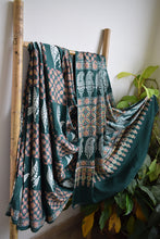 Load image into Gallery viewer, Leaf Green Modal Silk Ajrakh Saree
