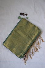 Load image into Gallery viewer, Green and Gold Tissue Cotton Saree
