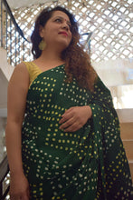 Load image into Gallery viewer, Bottle Green Modal Silk Bandhani Saree
