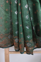 Load image into Gallery viewer, Green Silk Cotton Jamdani Saree
