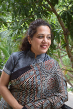 Load image into Gallery viewer, Grey Modal Silk Ajrakh Saree
