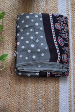 Load image into Gallery viewer, Grey Modal Silk Ajrakh Bandhani Saree

