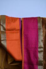 Load image into Gallery viewer, Honey Brown Maheshwari Silk Cotton Saree
