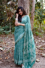 Load image into Gallery viewer, Green Chanderi Cotton Silk Saree
