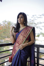 Load image into Gallery viewer, Navy Blue Kanchi Cotton Saree
