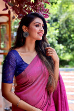 Load image into Gallery viewer, Mauve Plain Cotton Saree
