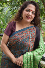 Load image into Gallery viewer, Indigo Modal Silk Ajrakh Bandhani Saree
