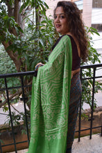 Load image into Gallery viewer, Indigo Modal Silk Ajrakh Bandhani Saree
