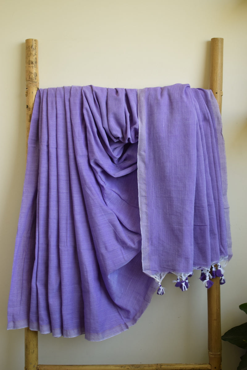 Lavender Plain Cotton Saree