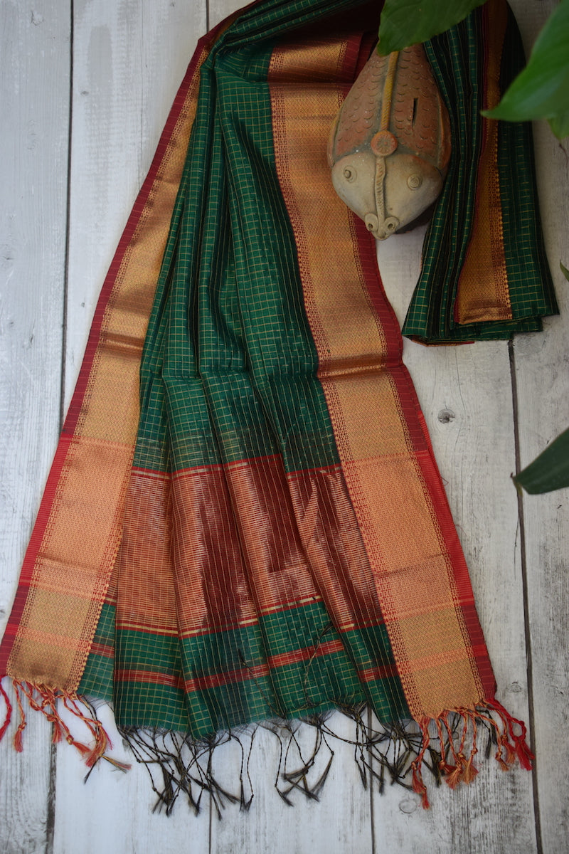 Leaf Green Maheshwari Dupatta