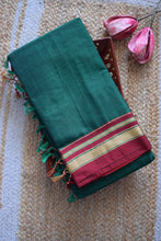 Load image into Gallery viewer, Leaf Green Green Cotton Silk Ilkal Saree
