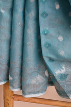 Load image into Gallery viewer, Sky Blue Silk Cotton Jamdani Saree
