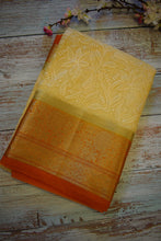 Load image into Gallery viewer, Marigold Semi Organza Chikankari Benarasi Saree
